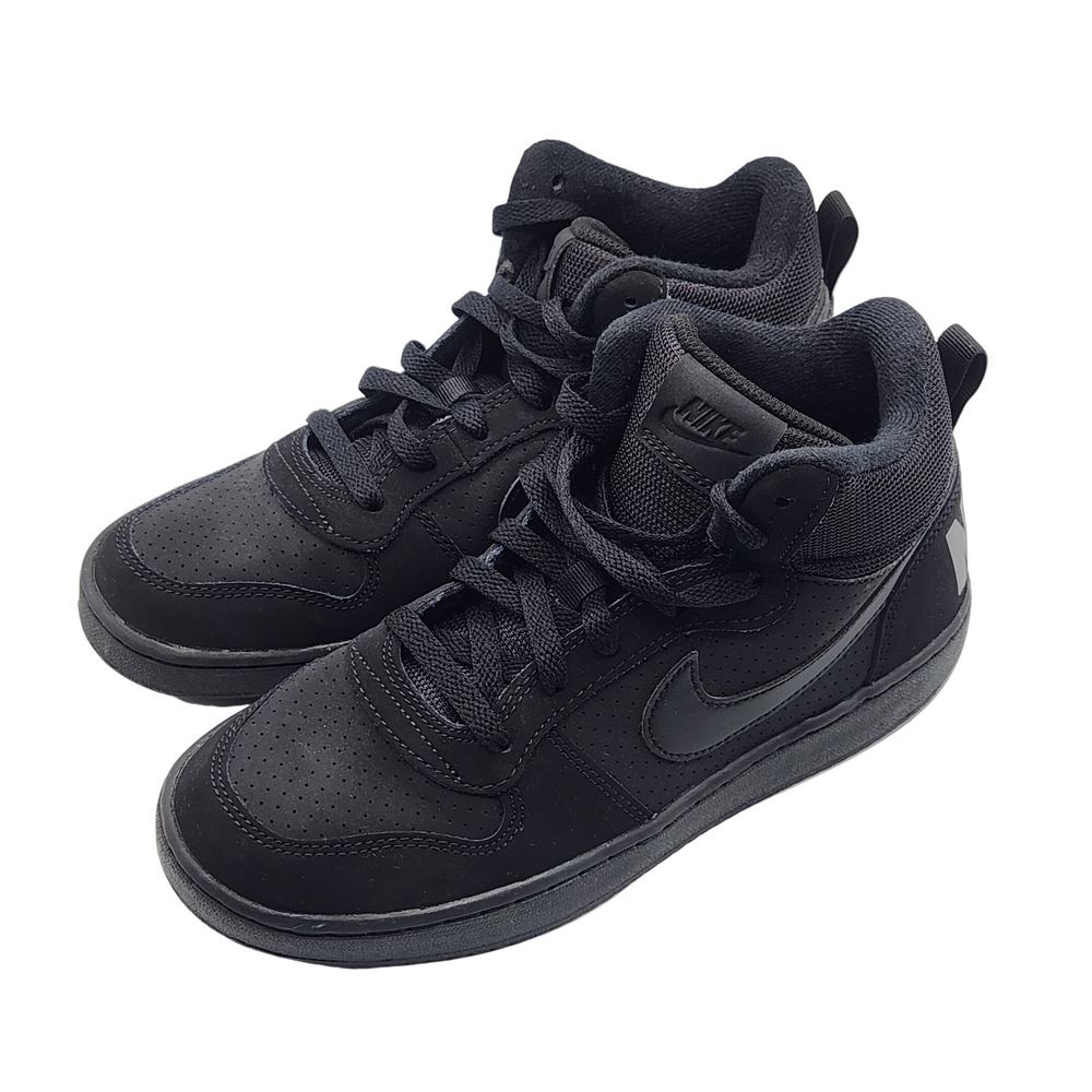 Nike Court Borough Mid GS Triple Black Sneakers 839977-001 Size 6.5Y / Womens 8